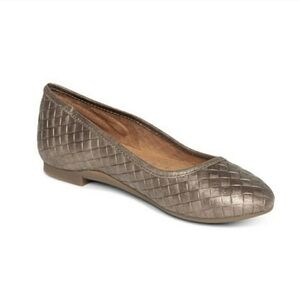 Aetrex Lyla Metallic Bronze Woven Leather Ballet Flats Shoes Womens US 10